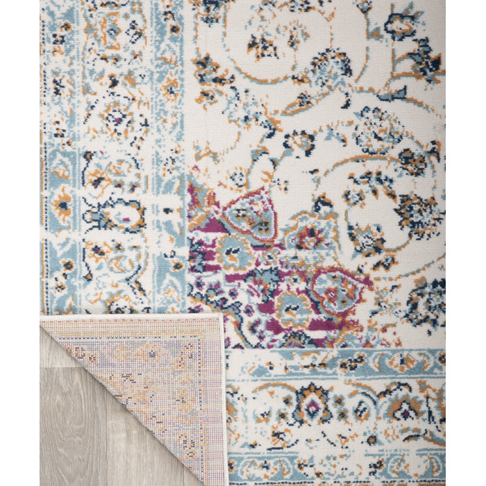 Bungalow Rose Hartig Oriental Pink/Blue/Cream Area Rug & Reviews Wayfair